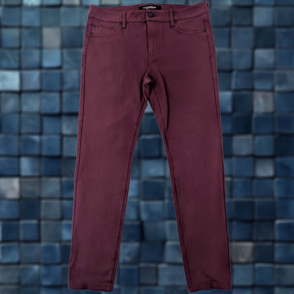 Vintage Liverpool Jeans The Ankle Skinny Jeans Women 8 Red Wine Stretch 30x27 5-Pocket Denim High Rise Skinny 30 in Belt Loops Women Size 30" / US 8 / IT 44 - 1 Thumbnail