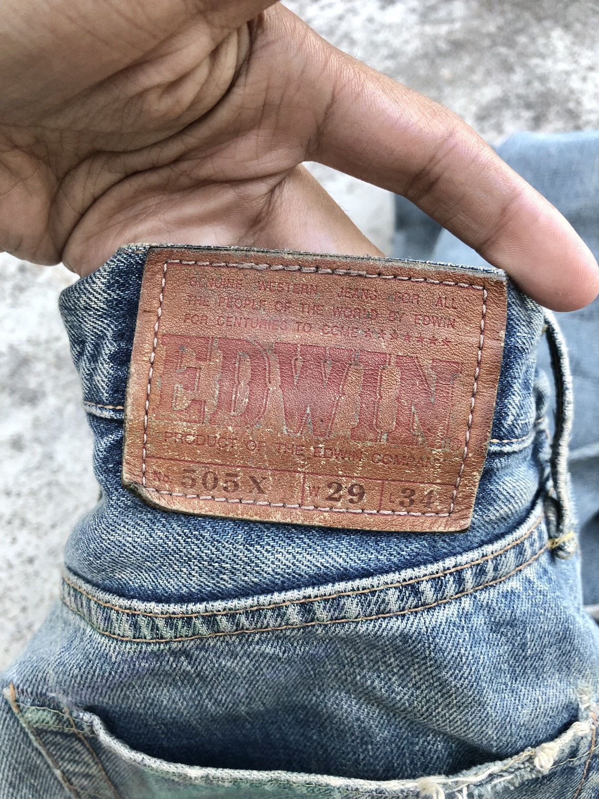 Edwin WIDE LEG DAMAGED VINTAGE EDWIN SELVEDGE DENIM Size US 29 - 3 Thumbnail