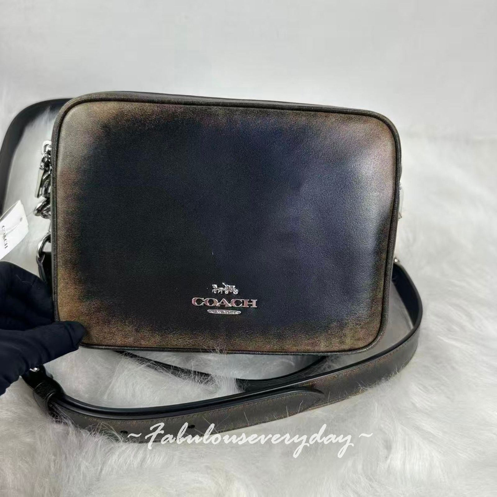 Coach Coach Carey Crossbody Bag Loved Leather Silver/Black Brown Size ONE SIZE - 1 Thumbnail