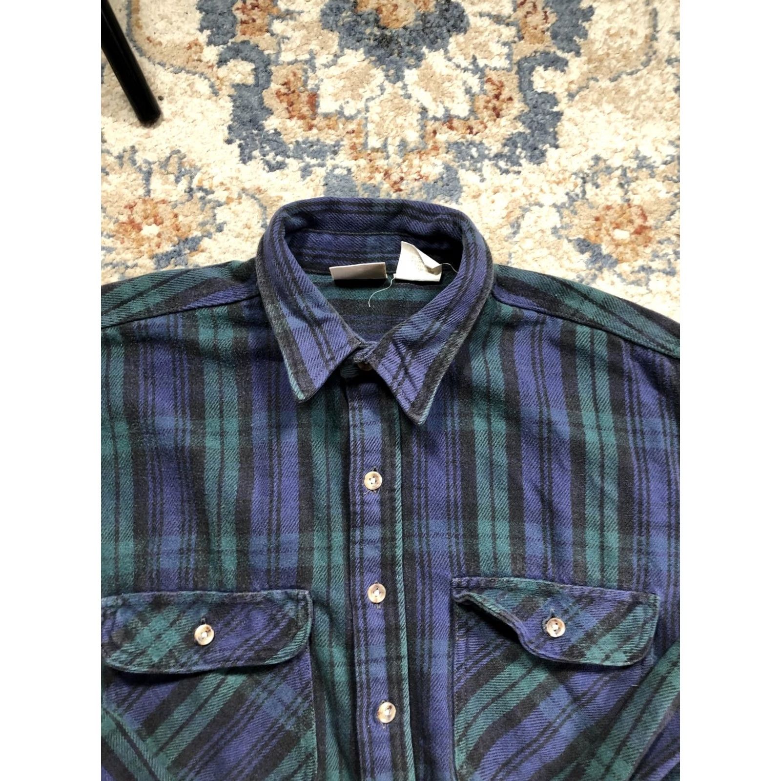 Vintage VINTAGE Five Brothers Flannel Shirt Mens XLT Green Blue Plaid Workwear Button Up Tall Size US XL / EU 56 / 4 - 2 Thumbnail