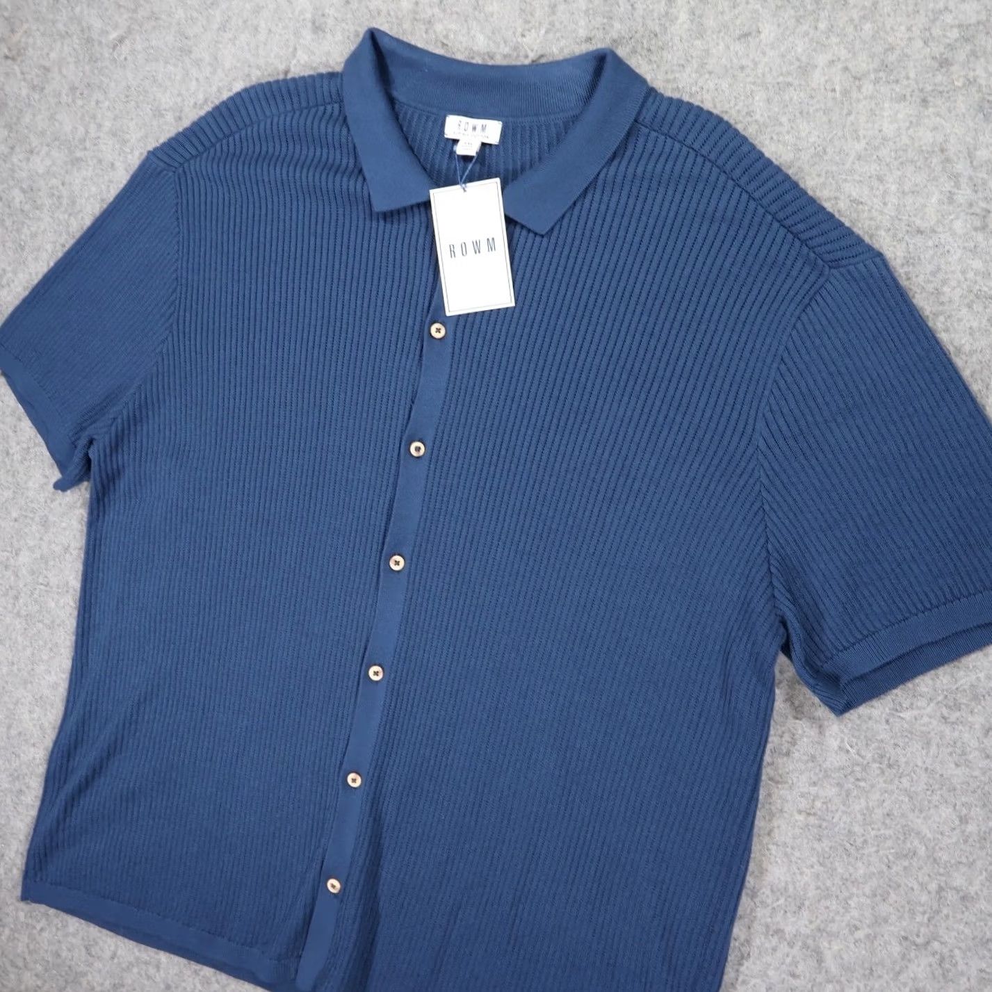Vintage ROWM Polo Shirt Mens XXL Blue New Supima Cotton Ribbed Knit Short Sleeve - & Quality Size US XXL / EU 58 / 5 - 3 Thumbnail