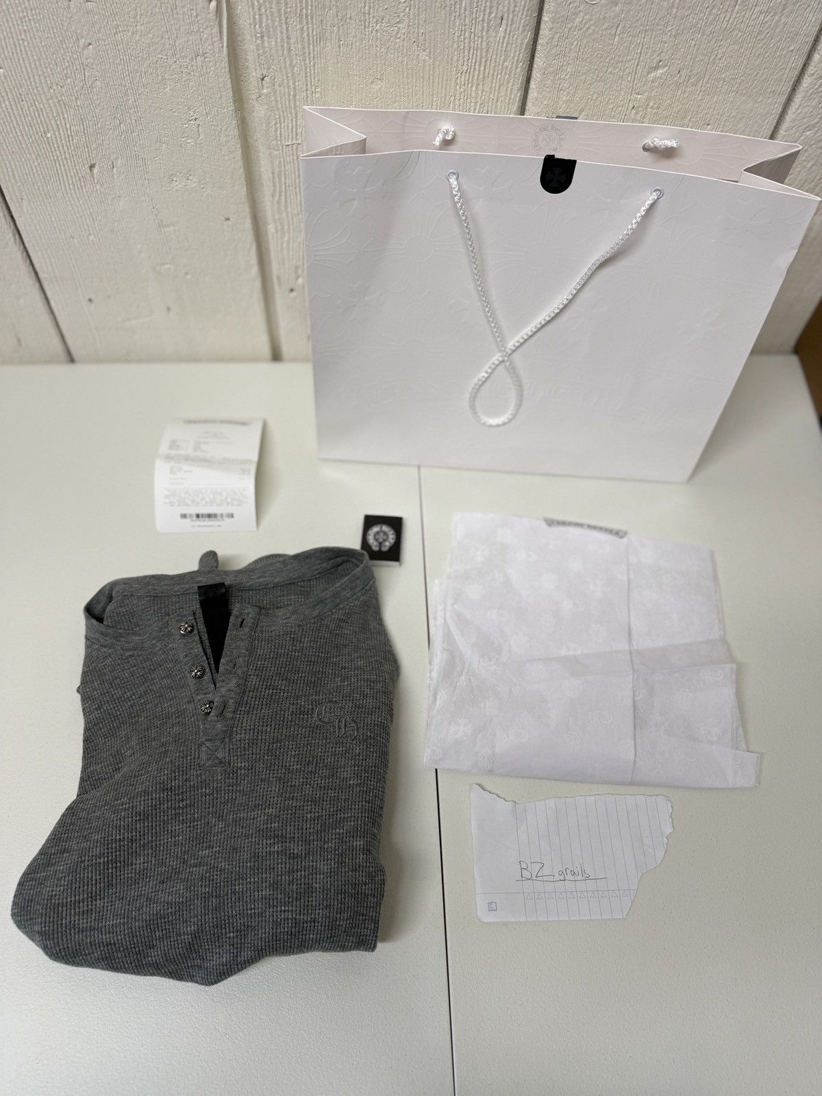 Chrome Hearts Chrome Hearts wool thermal henley gray with silver buttons Size US L / EU 52-54 / 3 - 1 Thumbnail