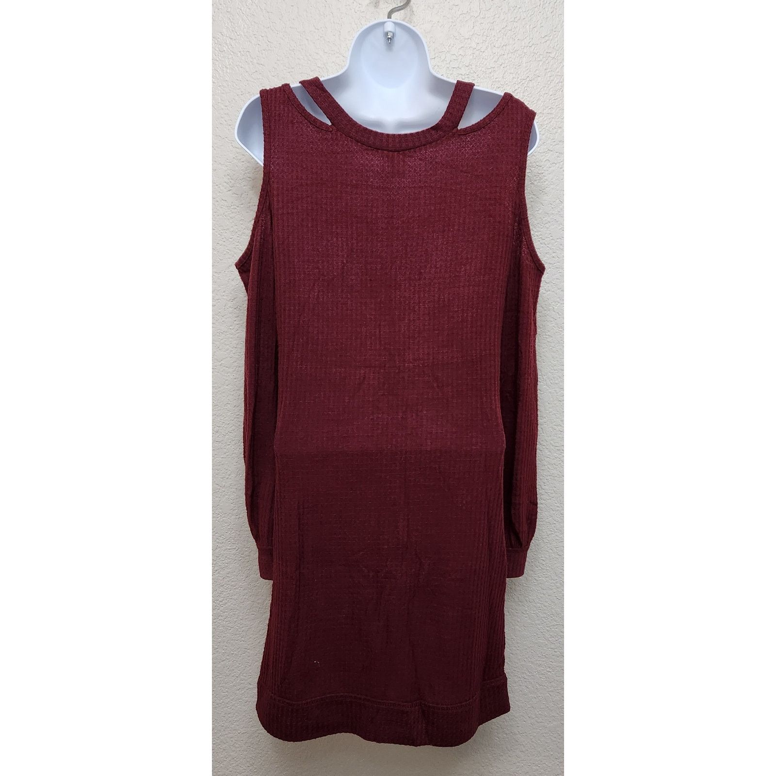 Other Venus Burgundy Waffle Knit Cold Shoulder Top Small Stretch Size S / US 4 / IT 40 - 3 Thumbnail