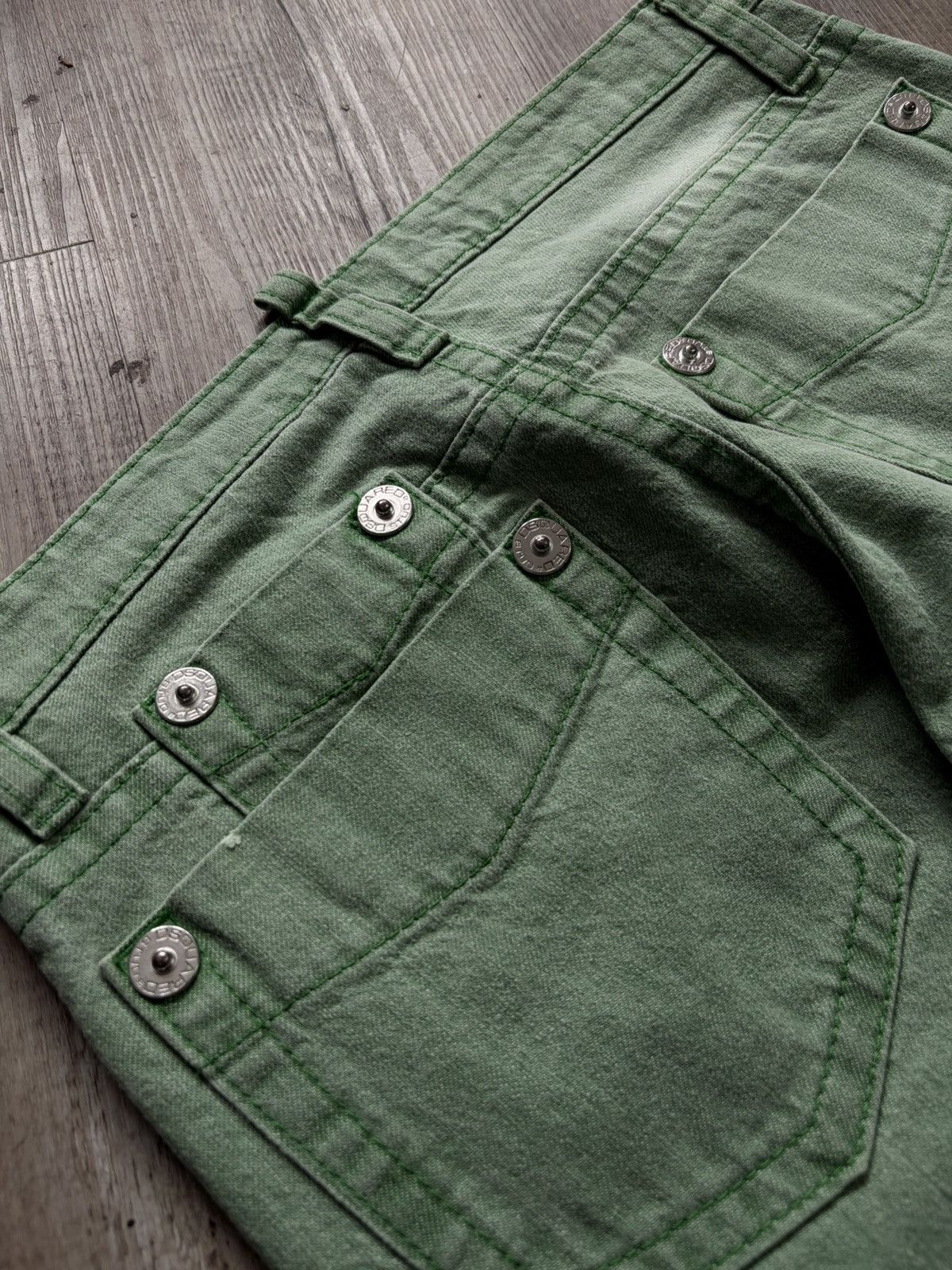 Dsquared2 2004 Dsquared green washed denim jeans big buttons Size US 31 - 5 Thumbnail