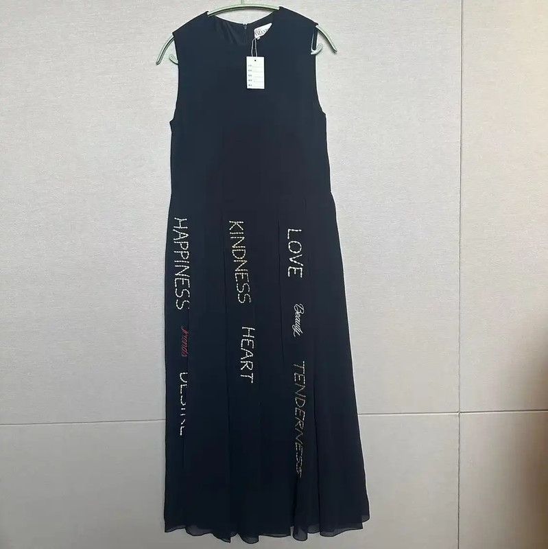 Valentino Valentino Black Summer Dress with Word Embellishments 0089 Size L / US 10 / IT 46 - 1 Thumbnail