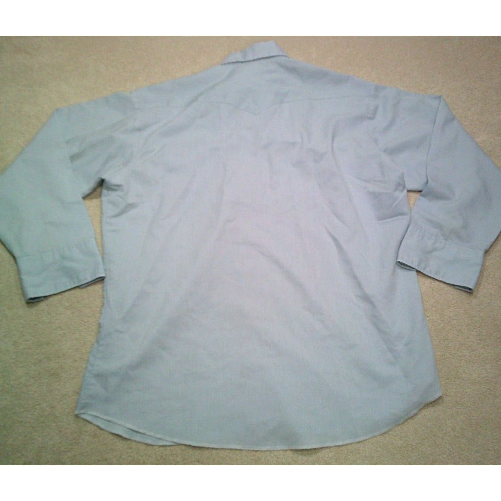 Vintage VINTAGE Ranch & Town Pearl Snap Shirt Mens XL Extra Large 17 1/2 Blue Cotton Blend Knit Long Sleeve Button-Up with Pockets Cowboy Western Rodeo Size US XL / EU 56 / 4 - 2 Thumbnail