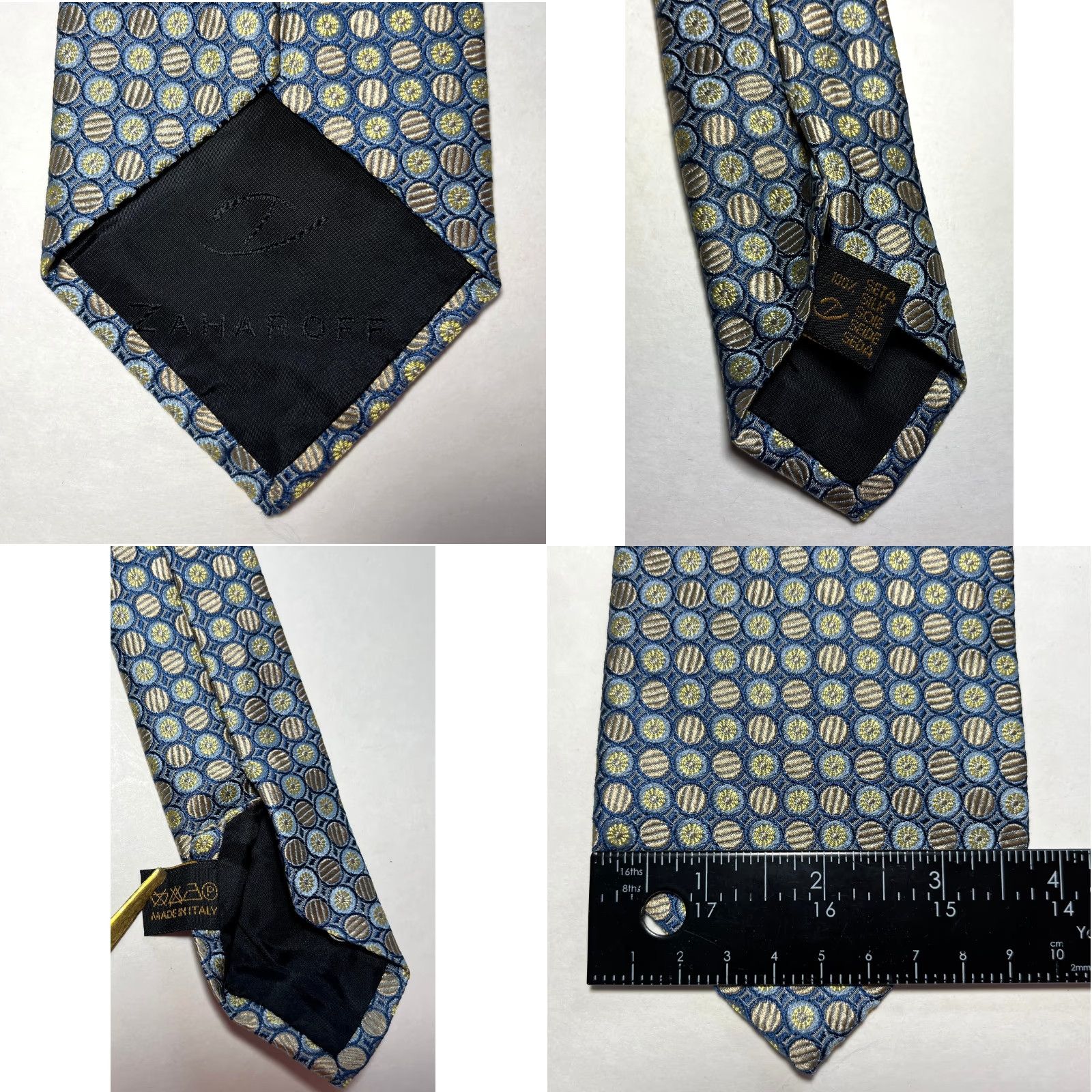 Vintage Zaharoff Signature Luxury Silk Tie Geometric Woven Made in Italy Size ONE SIZE - 8 Thumbnail