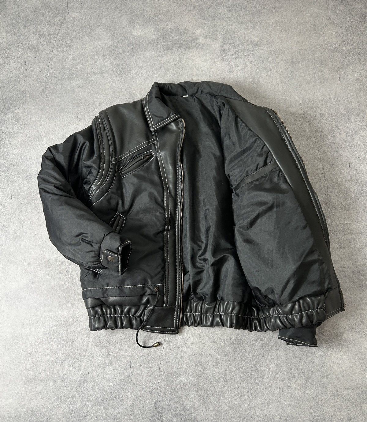 Vera Pelle Vintage Vera Pelle leather with nylons bombers jacket 00s Size US L / EU 52-54 / 3 - 3 Thumbnail