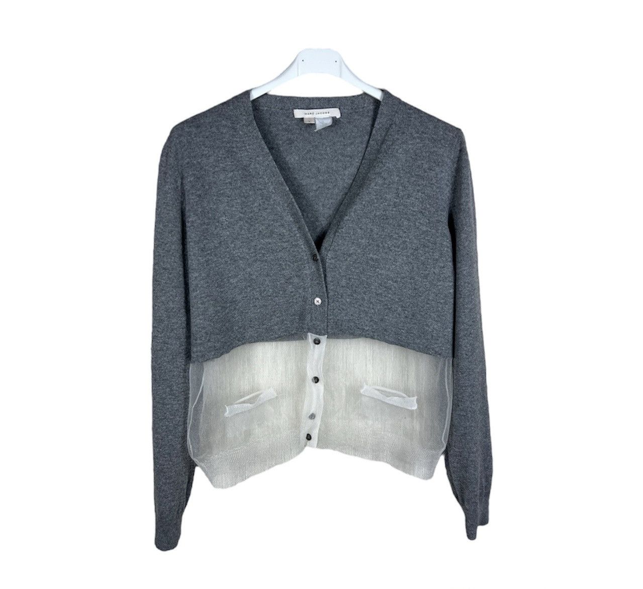 Marc Jacobs Marc Jacobs wool cashmere knit transparent cardigan sweater Size L / US 10 / IT 46 - 1 Thumbnail