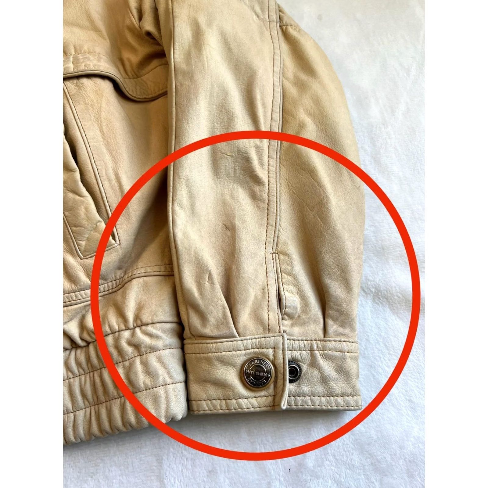 Vintage VINTAGE Wilsons Leather Jacket Mens Large Beige Bomber Elastic Hem Size US L / EU 52-54 / 3 - 6 Thumbnail