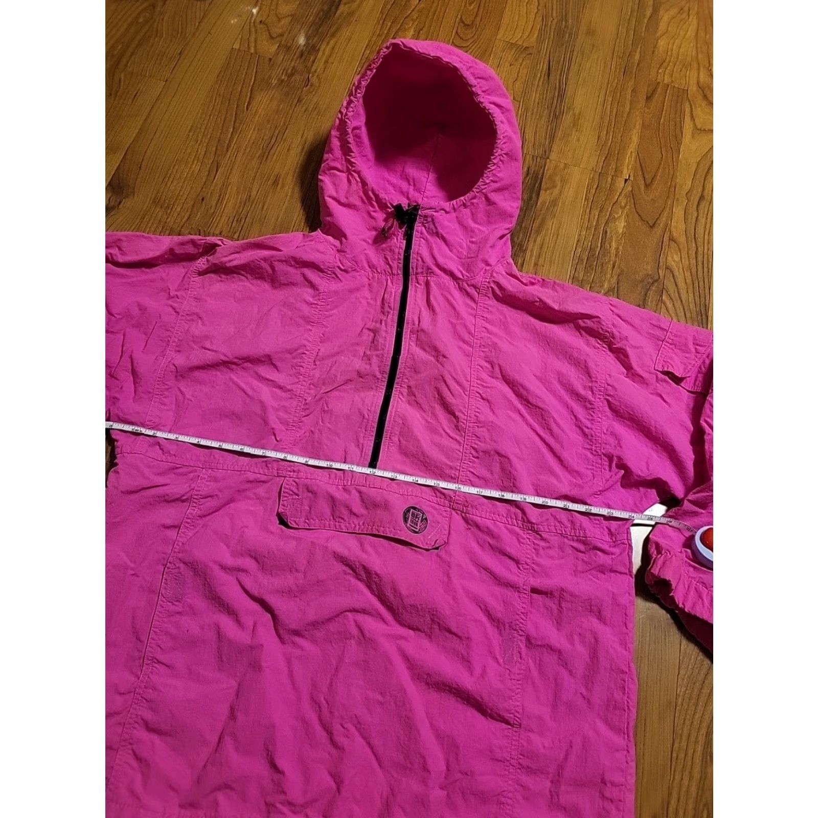 Vintage VINTAGE Brass Plum Windbreaker Pink Nylon Hooded XL 46"x28" Cinch Waist 1990s Womens Size XL / US 12-14 / IT 48-50 - 3 Thumbnail
