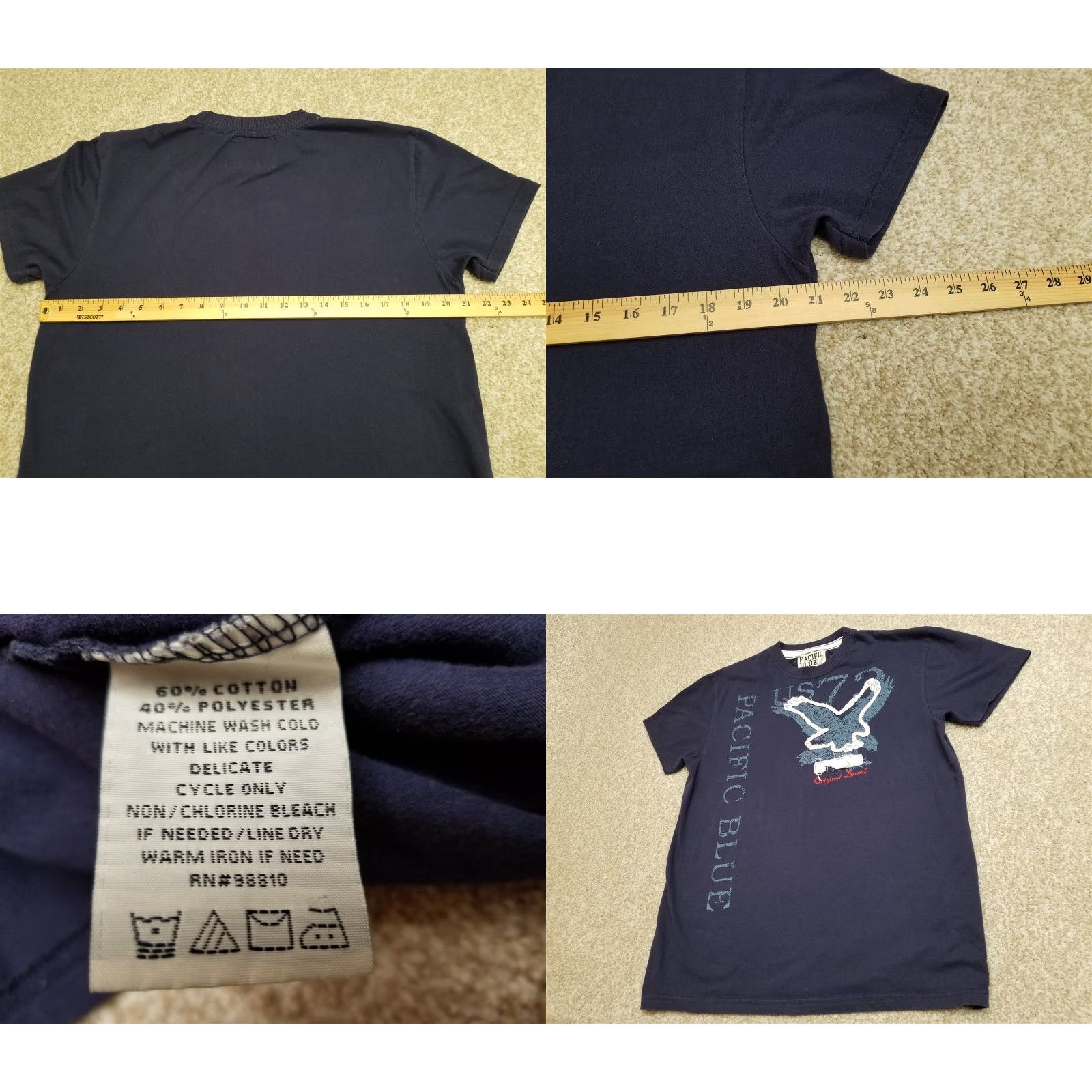 Vintage Pacific Blue T Shirt Mens Large Blue Crewneck Casual US Eagle TEE Size US L / EU 52-54 / 3 - 8 Thumbnail