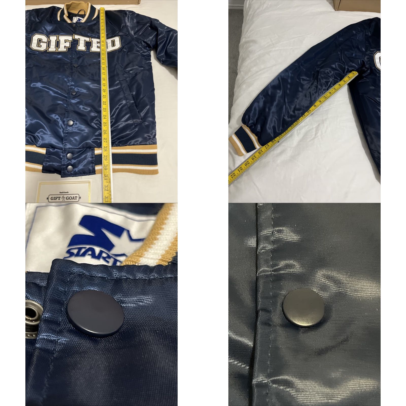 Starter VINTAGE VeeFriends Gift Goat GIFTED Jacket Bomber Blue Satin Nylon GOAT 80s 90s Size M Mens Regular Winter Spring Fall Limited Edition Size US M / EU 48-50 / 2 - 9 Thumbnail