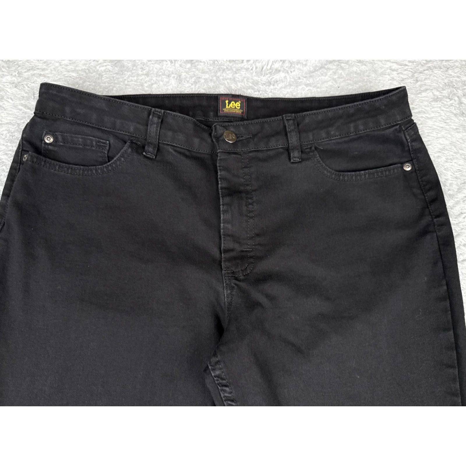 Lee Lee Jeans Womens 14 S Black Bootcut Dark Wash Mid Rise Stretch Cotton 34x28 Jeans Womens Regular 90s Vintage No Size 36" / US 14 / IT 50 - 4 Thumbnail