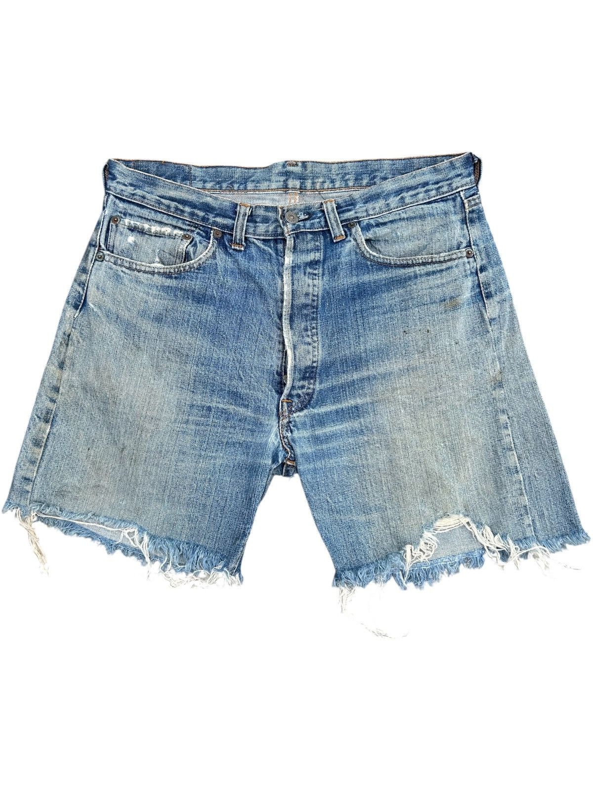 Levi's Thrashed 70s-80s Vintage Levis 6 Selvedge Short Denim jeans Size US 33 - 1 Thumbnail