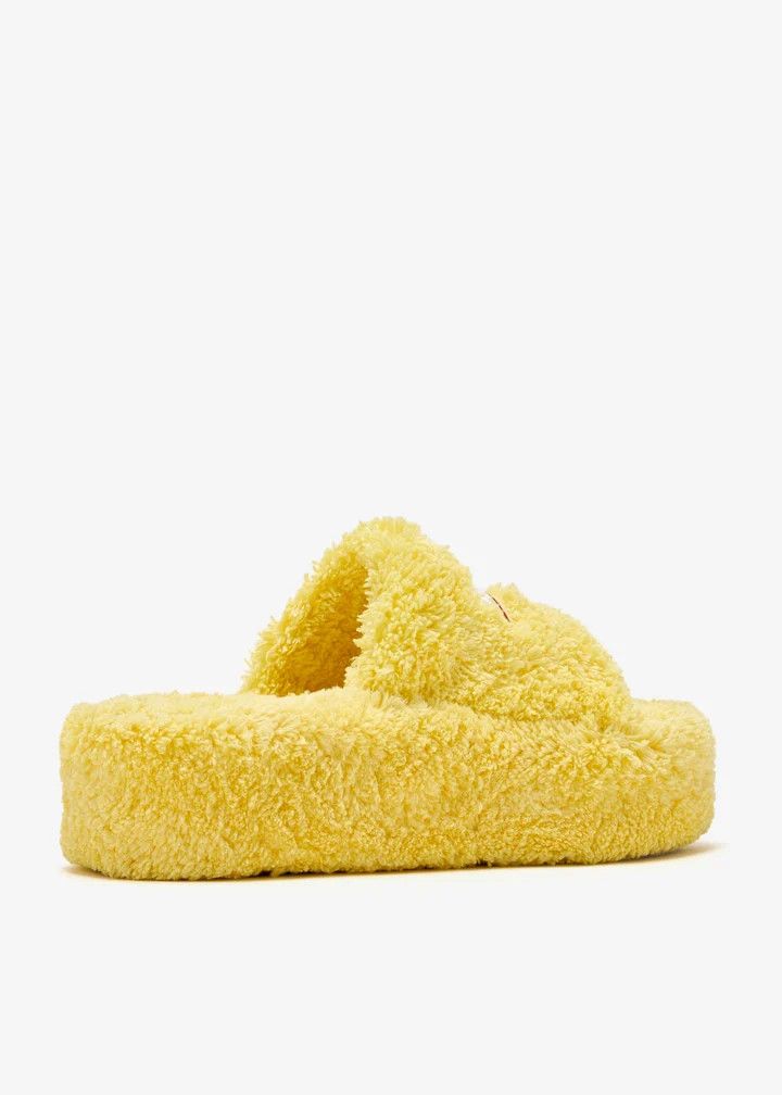 Balenciaga o1s1wg110226 Furry platform slide sandals In Yellow Size US 8 / IT 38 - 3 Thumbnail