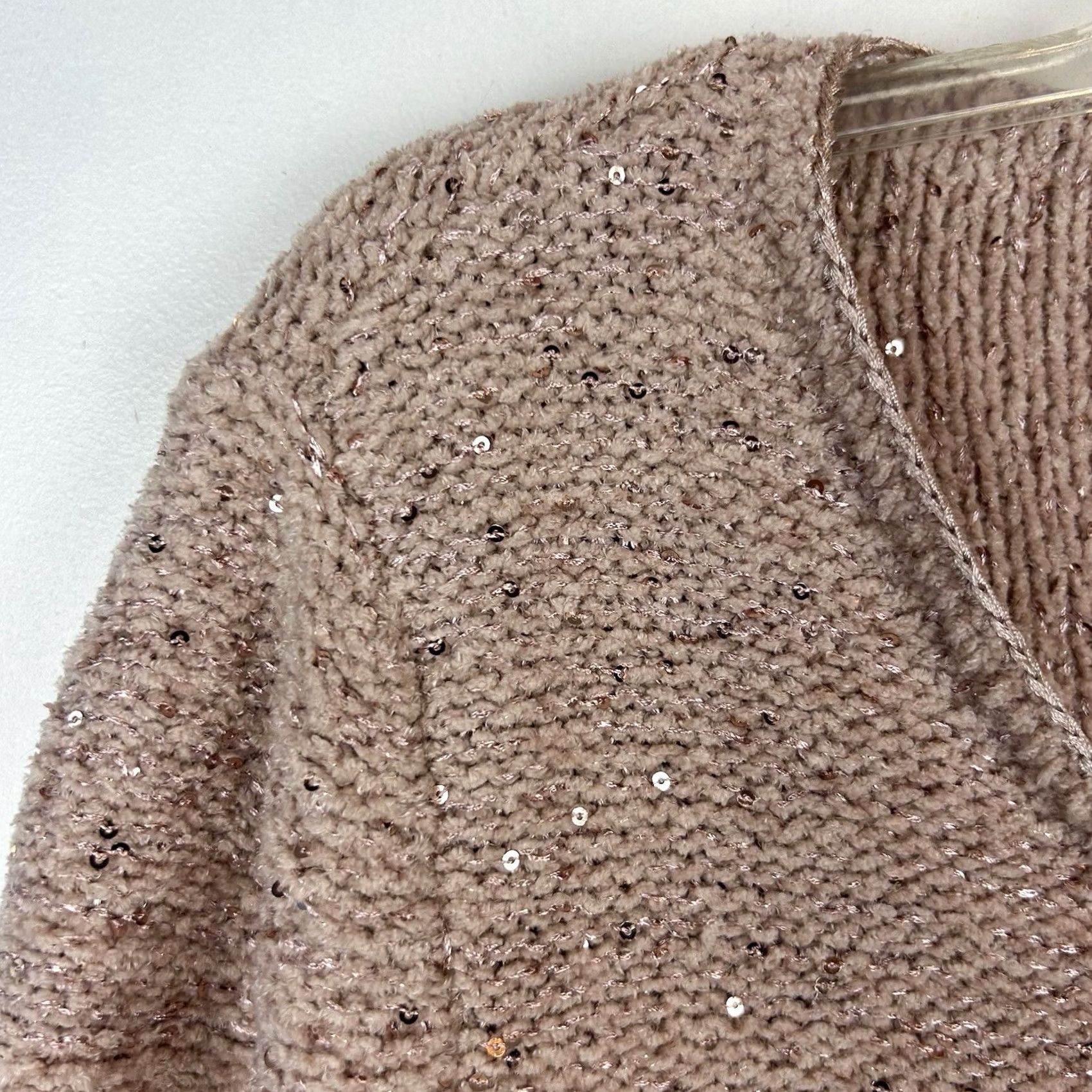 Vintage Chicos SweatER Womens L Sequin Dusty Rose V-Neck Knit Pullover Puff Sleeve Short Description: Organic? Size L / US 10 / IT 46 - 6 Thumbnail