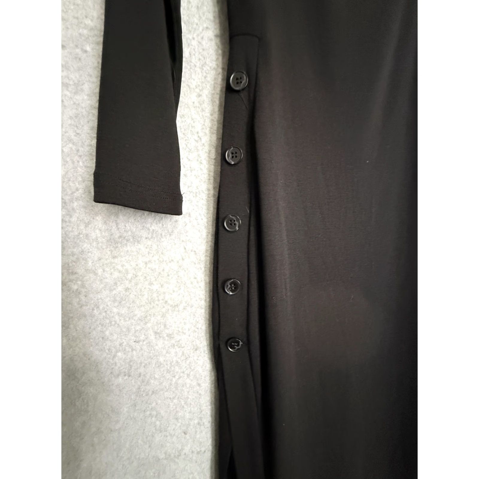 Vintage by egreis Dress Wmn M Black Button Slit Long Sleeve Square Neck Maxi Size M / US 6-8 / IT 42-44 - 3 Thumbnail