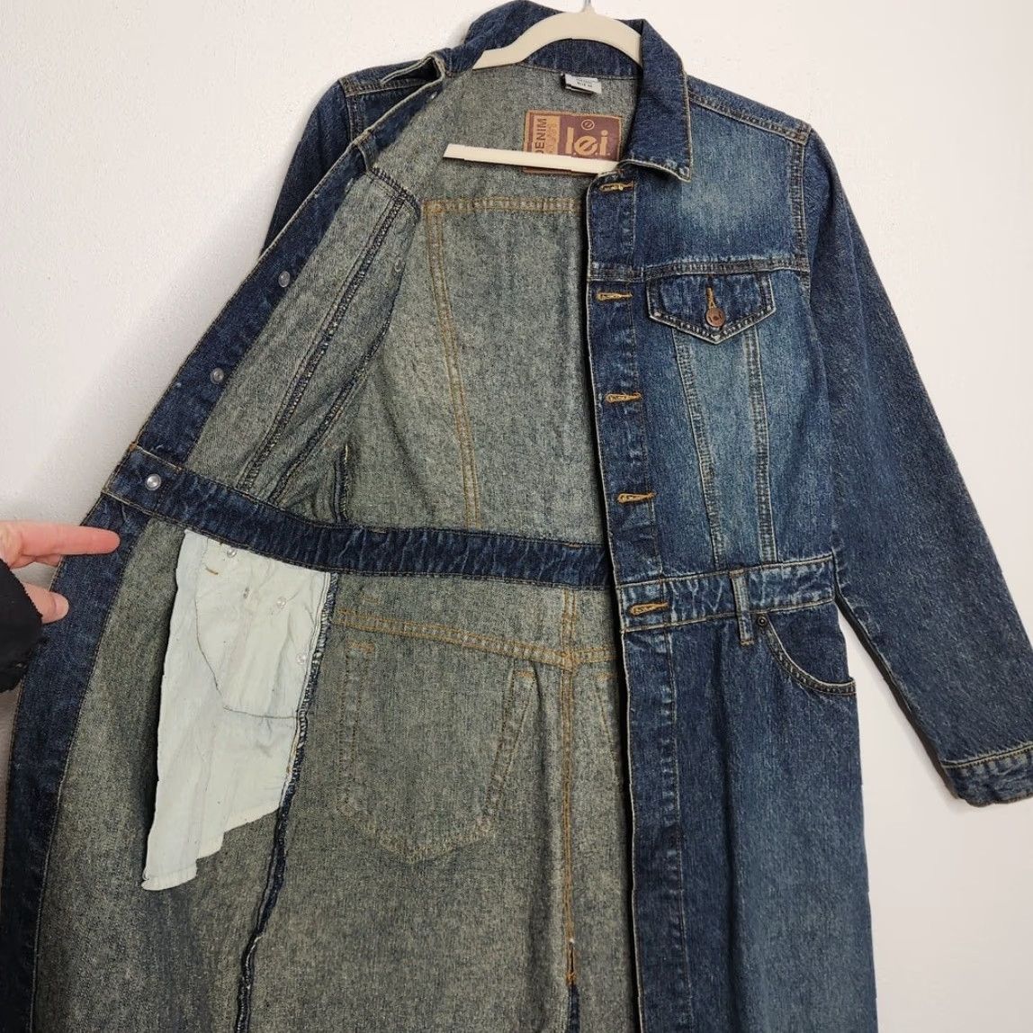 L.E.I. VINTAGE L.E.I. Denim Trench Coat Cardigan Jacket Western Country Medium Cotton Coat Women M Blue Size M / US 6-8 / IT 42-44 - 4 Thumbnail