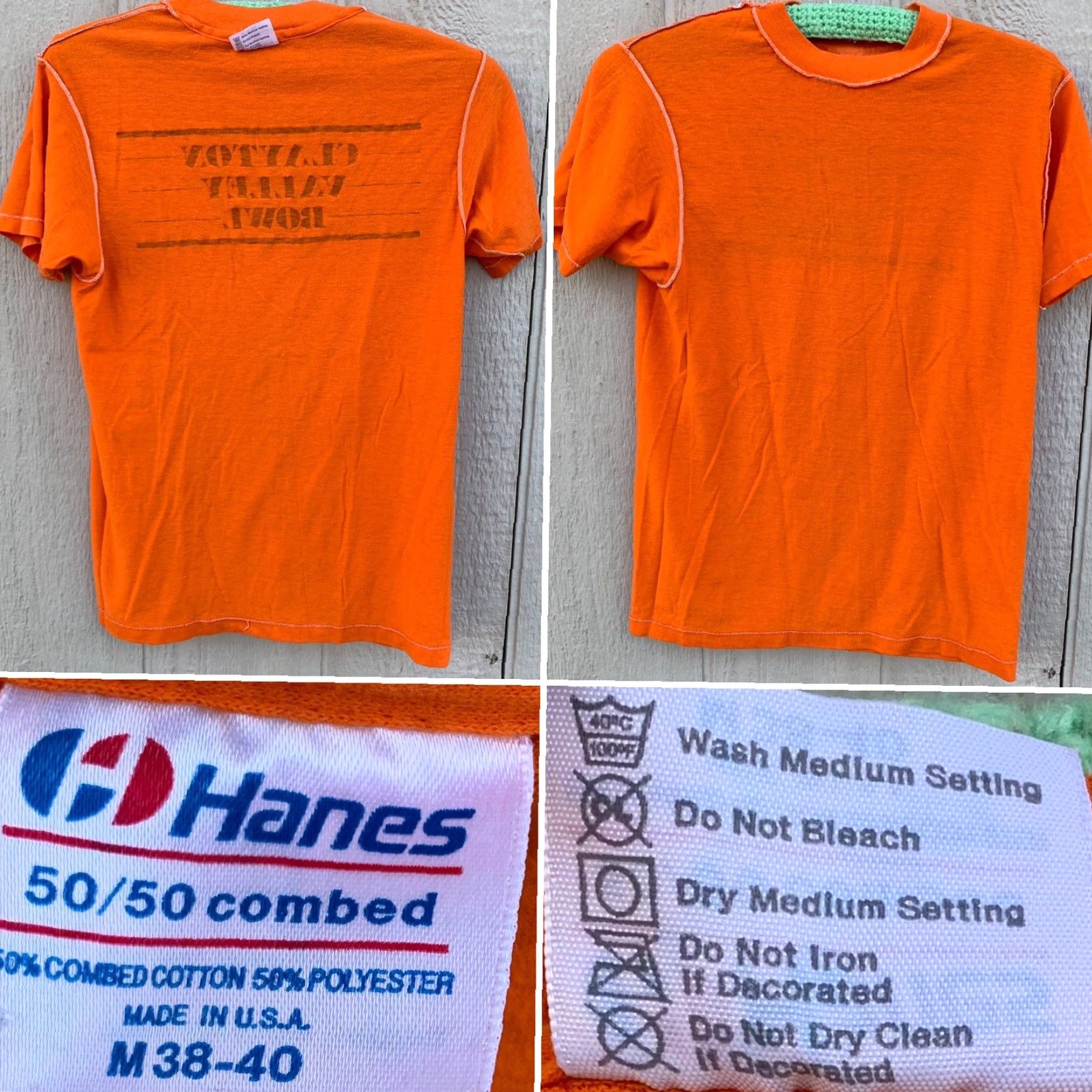 Hanes VINTAGE Hanes T-Shirt Men Orange 50/50 Clayton Valley Bowl Back Graphic Crew Neck Short Sleeve Size M Size US M / EU 48-50 / 2 - 4 Thumbnail