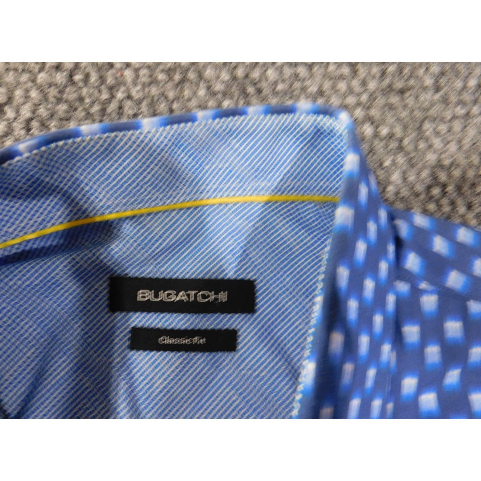 BUGATCHI Bugatchi Mens Button-Up Shirt Collar Down Long Sleeve Geometric Blue Cotton Knit Casual Regular M Size Adult Mens Size US M / EU 48-50 / 2 - 3 Thumbnail