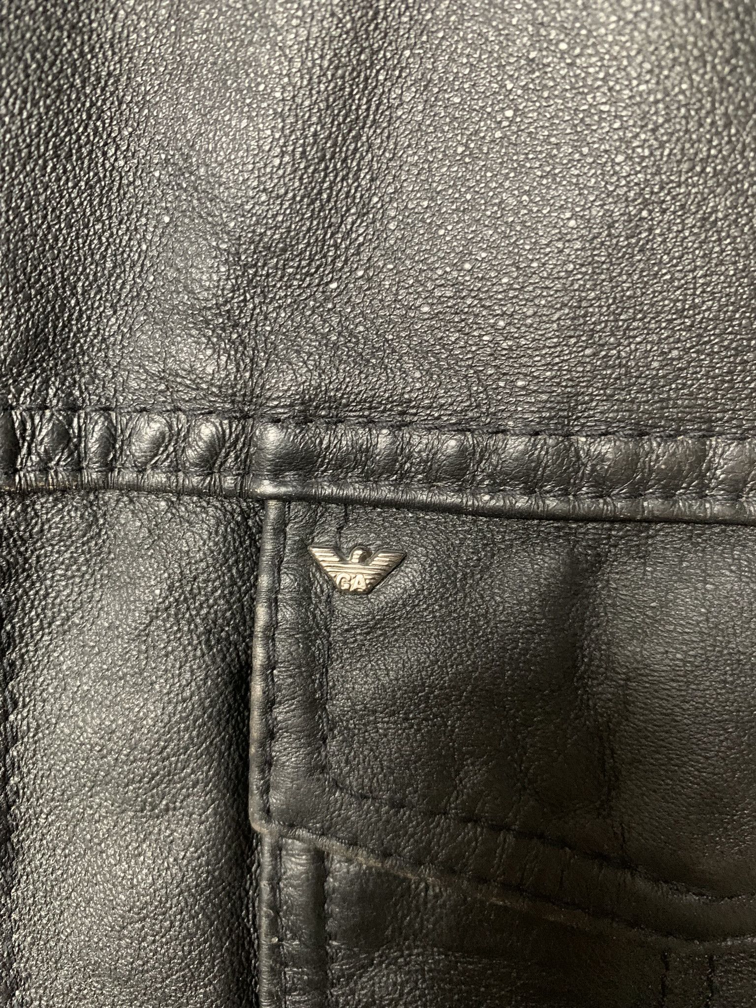 Armani Armani Jeans pig leather trucker jacket Size US XXL / EU 58 / 5 - 7 Thumbnail