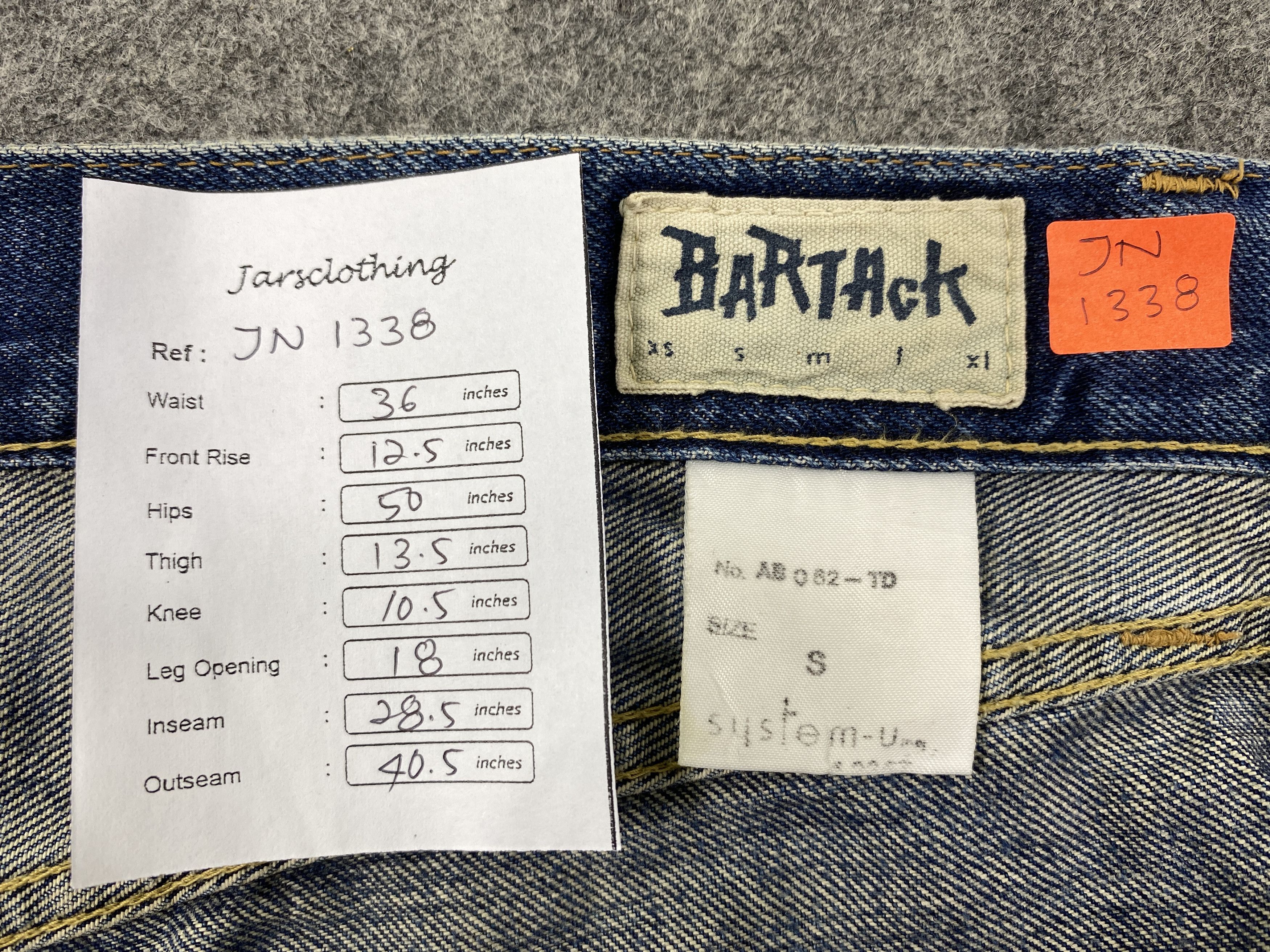 Japanese Brand Redline Distressed Blue Vintage Bartack 36x28.5 Denim JN1338 Size US 36 / EU 52 - 7 Thumbnail