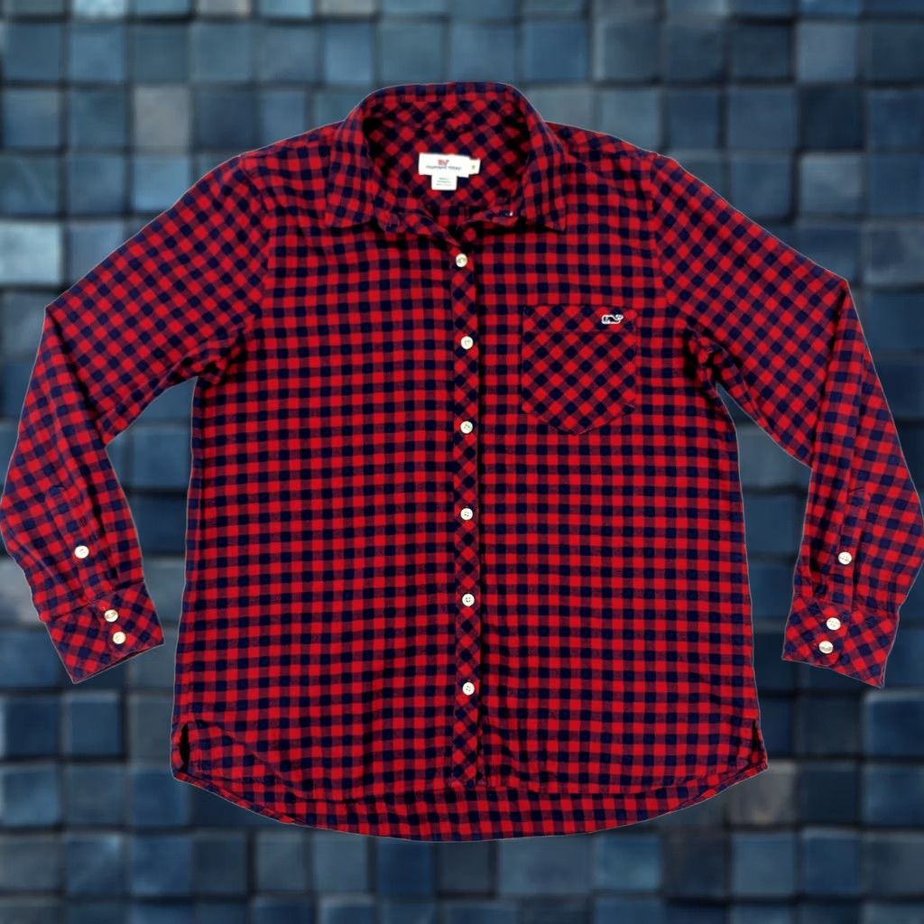 Vineyard Vines Vineyard Vines Button-Up Flannel Shirt Women 10 Red Blue Check Plaid Lightweight Cotton Shirt Size L / US 10 / IT 46 - 1 Thumbnail