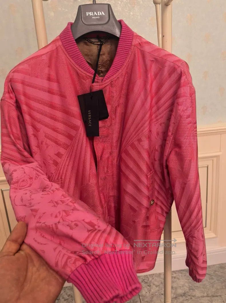 Versace Versace Jacket Pink embroidered men's jacket coat Size US L / EU 52-54 / 3 - 2 Thumbnail