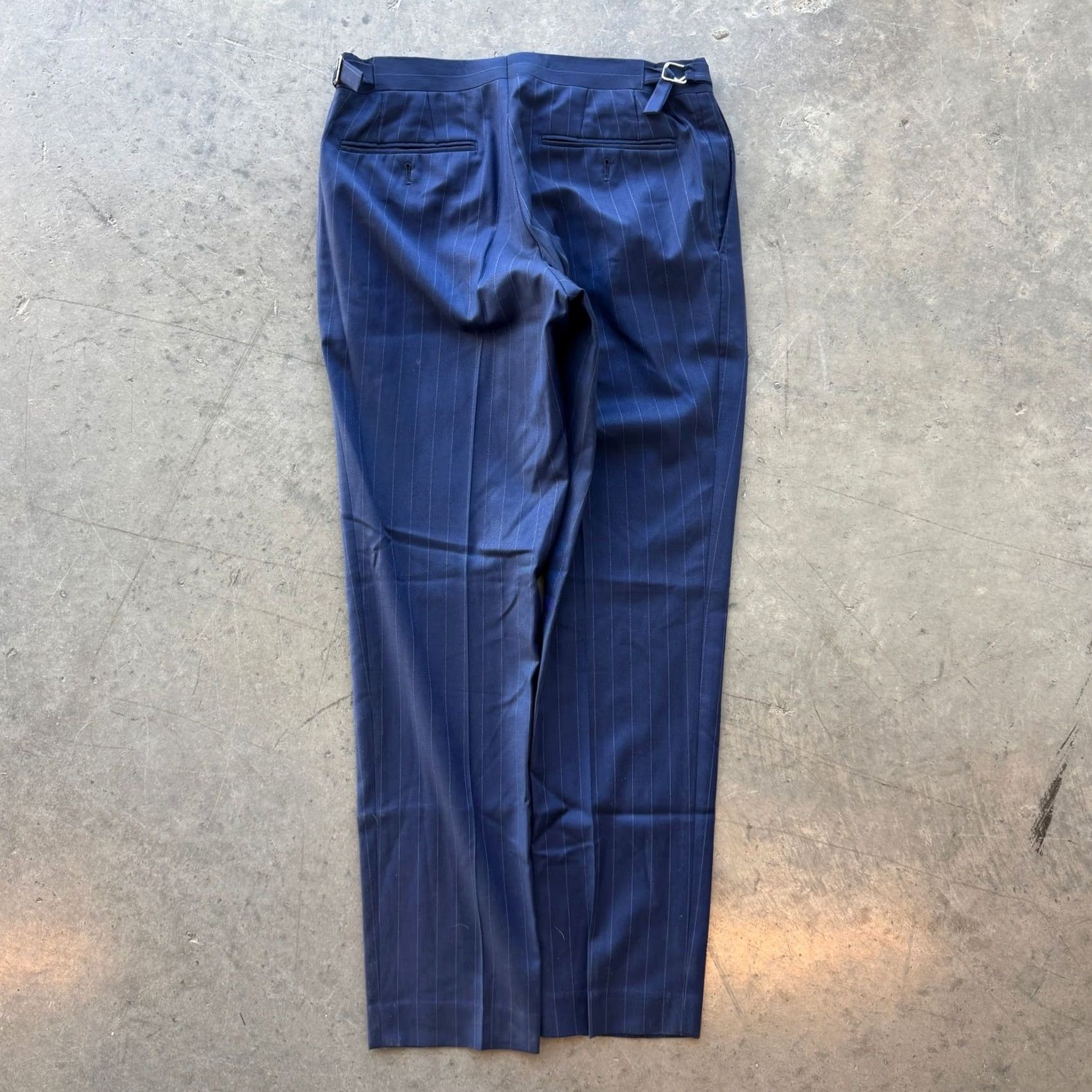 Vintage VINTAGE Indochino Suit Mens S Blue Y2K Wool Pinstriped Blazer Pant Set Petite Size 36R - 6 Thumbnail