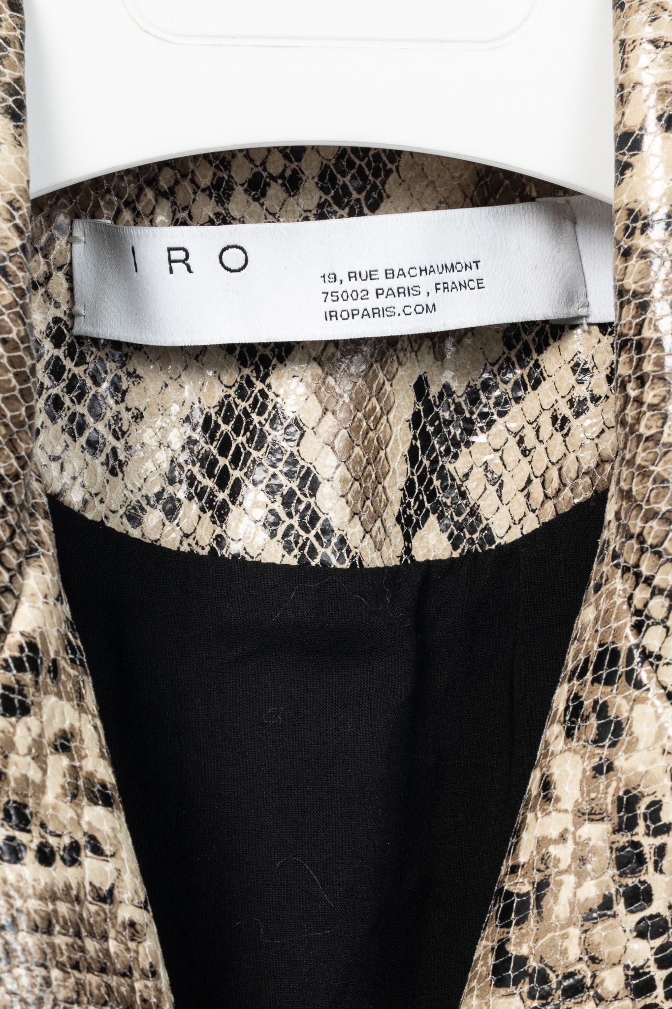 Iro IRO Luiga Beige Snake-Effect Lamb-Leather Moto Jacket Size XL / US 12-14 / IT 48-50 - 4 Thumbnail