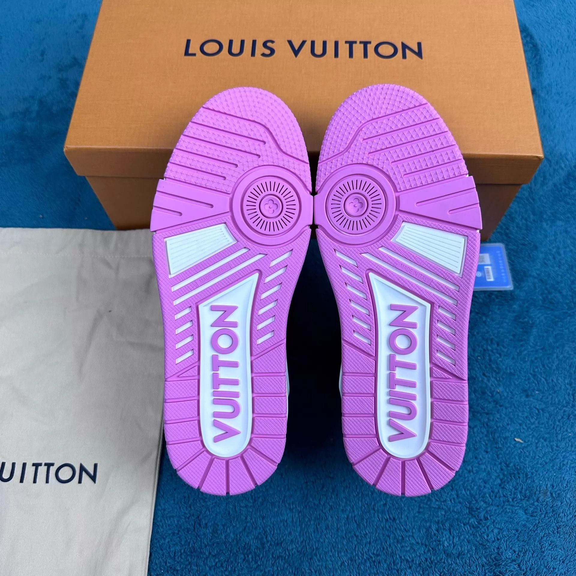 Louis Vuitton LV Trainer Leather Low-Top Sneaker Black Pink 36 Size US 5.5 / IT 35.5 - 5 Thumbnail