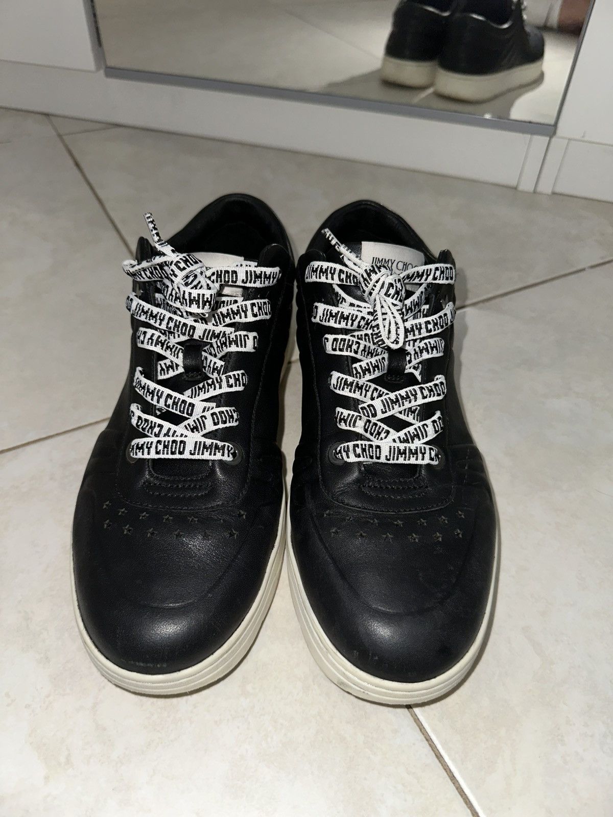 Jimmy Choo Jimmy Choo black leather sneakers 42.5 Size US 9.5 / EU 42-43 - 1 Thumbnail
