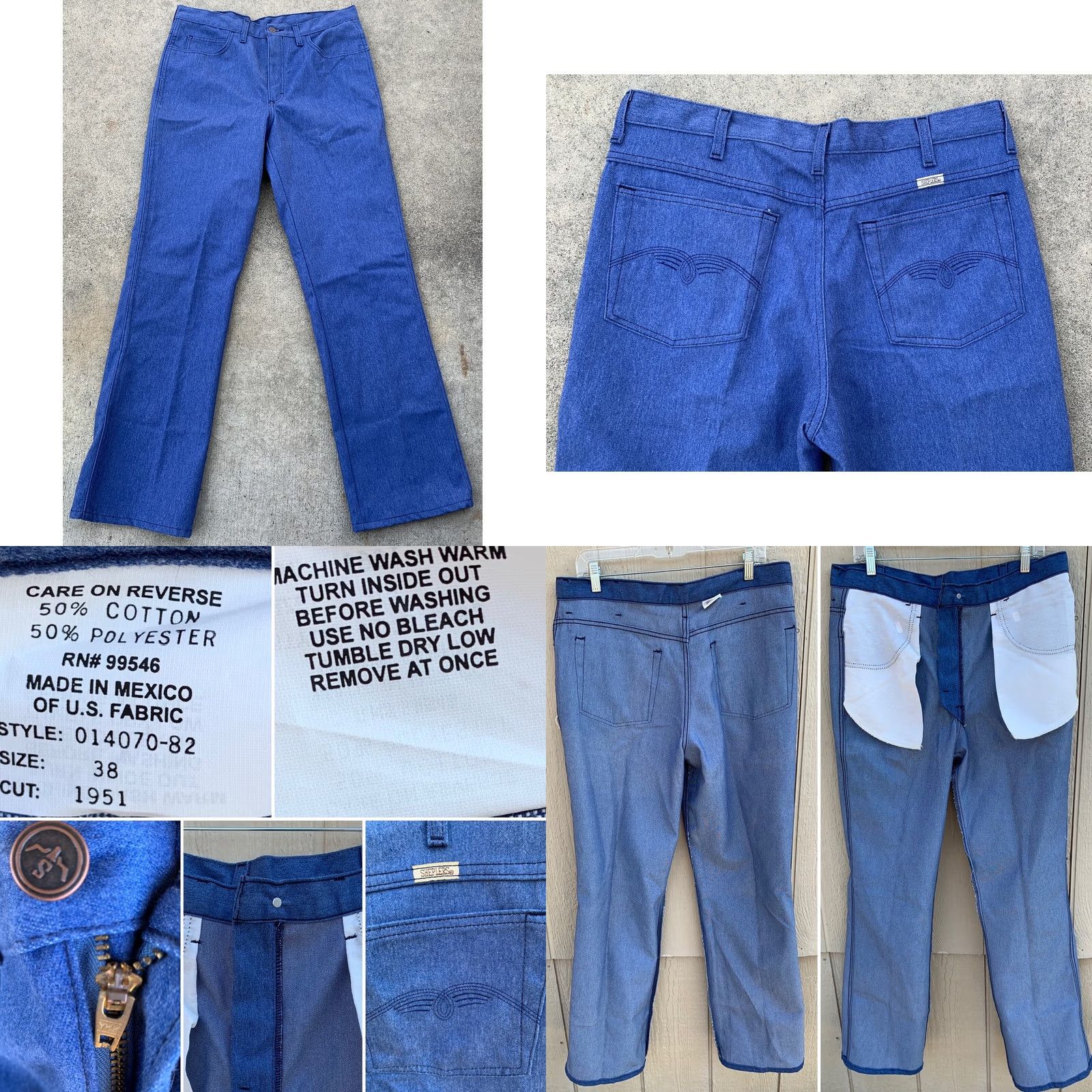 Vintage VINTAGE Sheplers Jeans Pants Western Cowboy Style 014070-82 Size 38 Cut 1951 37” Waist Blue Rockabilly Mens Jeans Size US 37 - 8 Thumbnail