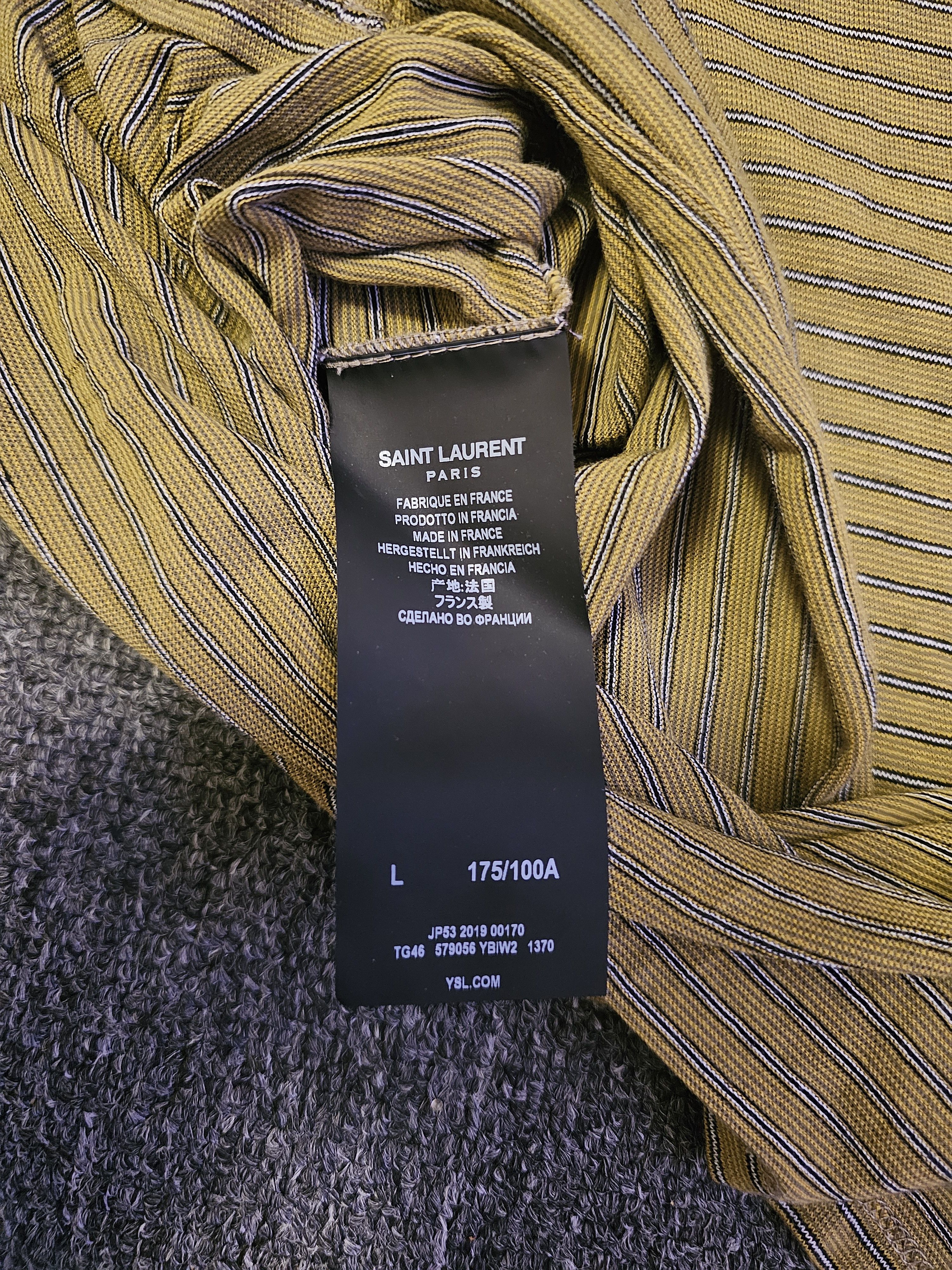 Saint Laurent Paris Saint Lauren Men's Yellow Striped Oversize T-Shirt Size L Size US L / EU 52-54 / 3 - 5 Thumbnail