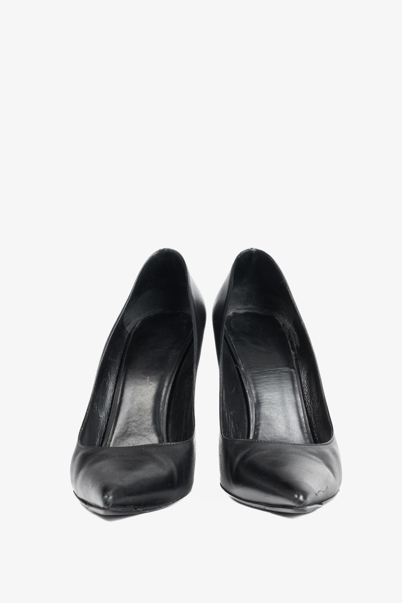 Saint Laurent Paris Saint Laurent Black Leather Pointed-Toe Pumps Size US 9 / IT 39 - 2 Thumbnail