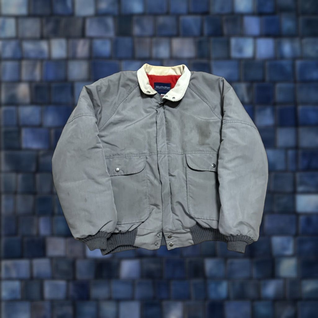 Vintage VINTAGE Manhattan Jacket Bomber Jacket Corduroy Insulated USA Made Mens L Gray *STAINS 90s Men Size US L / EU 52-54 / 3 - 1 Thumbnail
