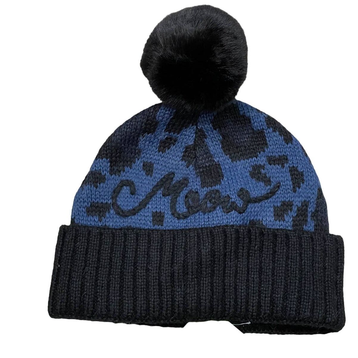 Kate Spade Kate Spade Meow Blue Black Leopard Winter Beanie Hat Size ONE SIZE - 1 Thumbnail