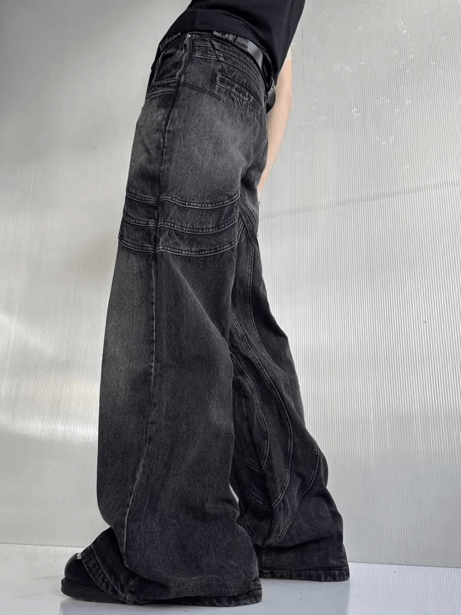 Japanese Brand × Jean Heavyweight Wave Ripple Aged Washed Micro Flare Jeans Size US 32 / EU 48 - 2 Thumbnail
