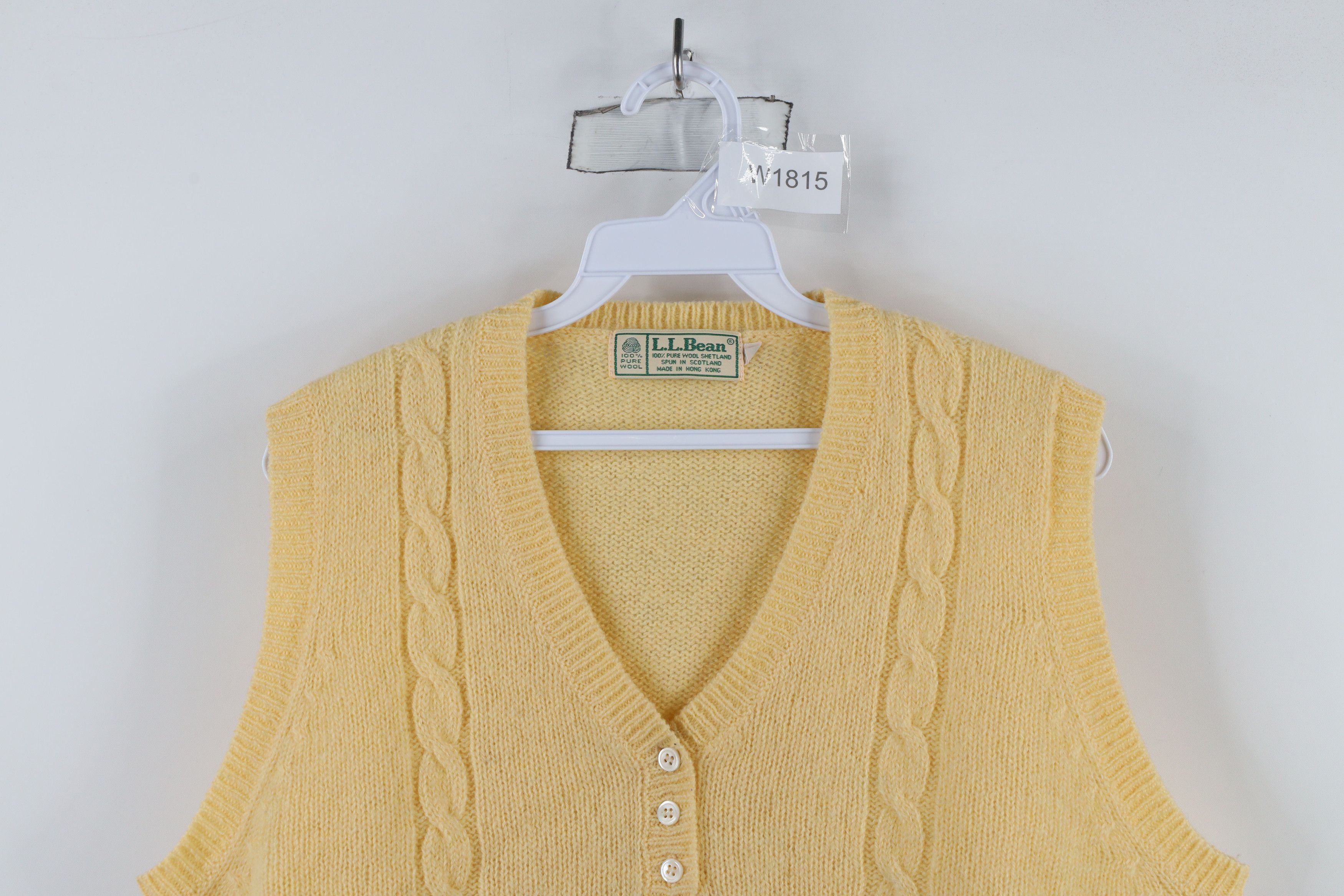 L.L. Bean × Vintage Vintage 70s LL Bean Cable Knit Henley Sweater Vest Yellow Size M / US 6-8 / IT 42-44 - 2 Thumbnail