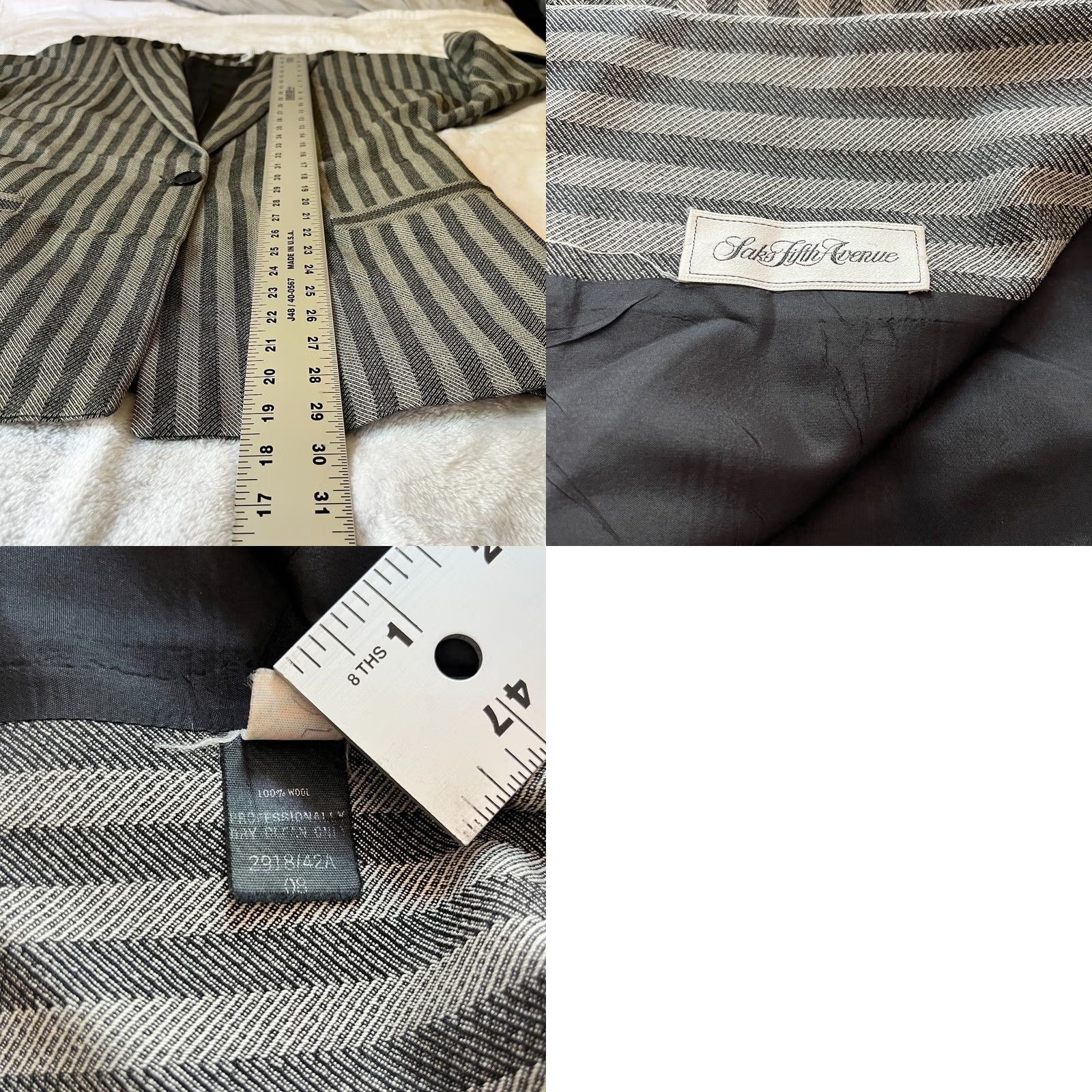 Avenue VINTAGE E.R. Gerard for Renlyn Saks Fifth Avenue Blazer Coat Striped Wool Size 8 Black Size M / US 6-8 / IT 42-44 - 8 Thumbnail
