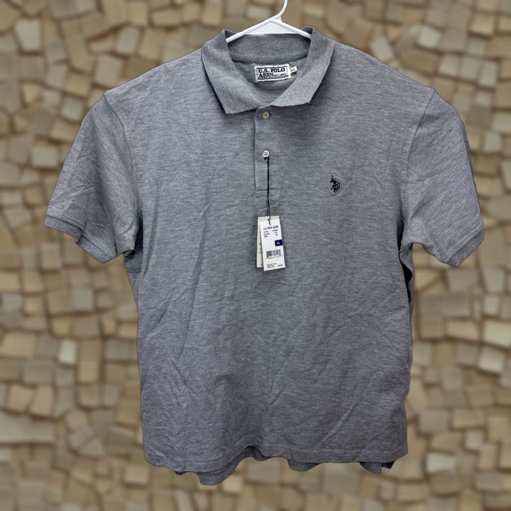Vintage US Polo Assn. Men’s Short Sleeve Polo Shirt Heather Gray Size XL New Size US XL / EU 56 / 4 - 1 Thumbnail