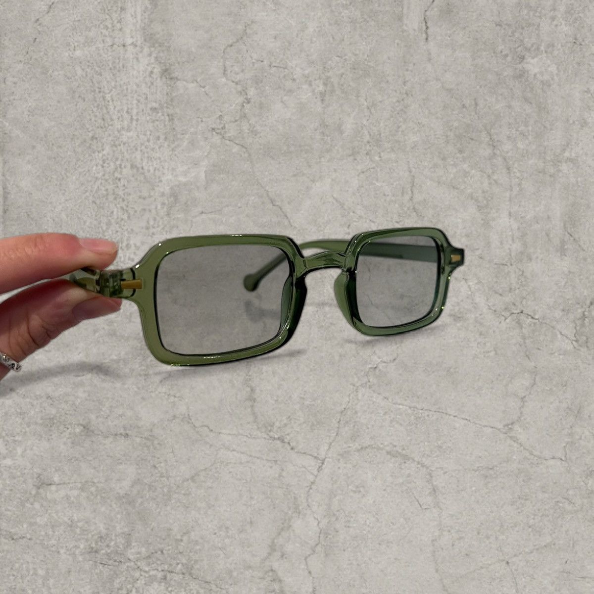 Japanese Brand UV400 square sunglasses in green with khaki lens. One size. Size ONE SIZE - 1 Thumbnail