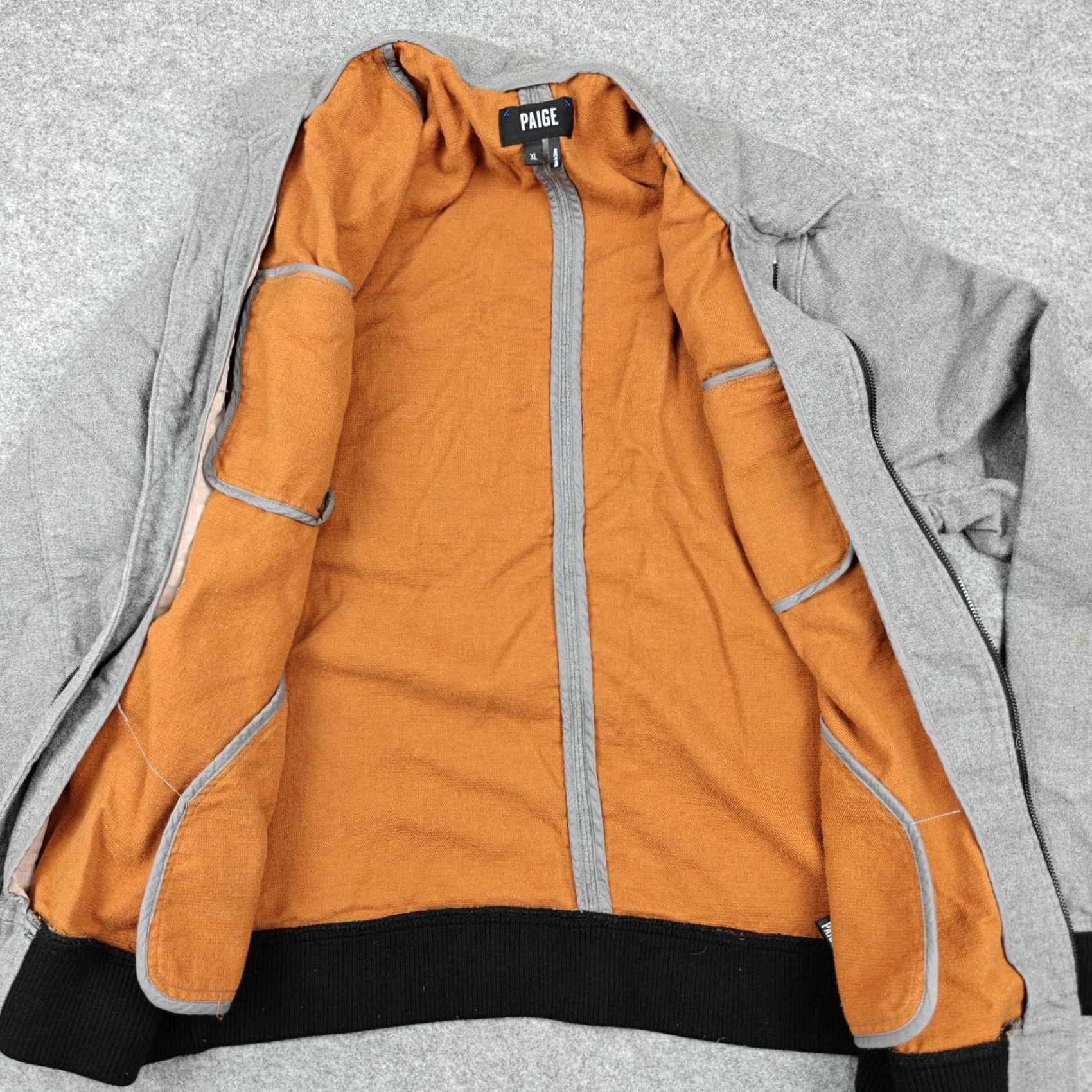 Paige Paige Jacket Mens XL Gray Cotton Flannel Bomber Full Zip Lined Pockets Size US XL / EU 56 / 4 - 4 Thumbnail