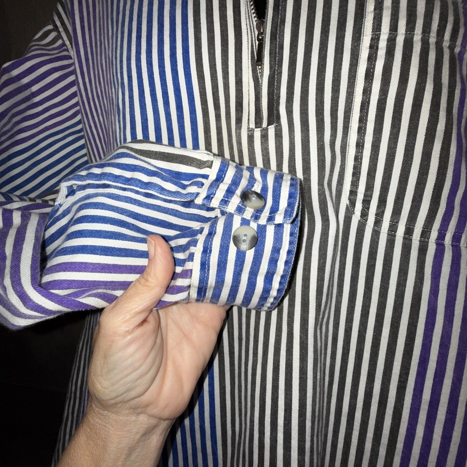 PB 0110 PB & Co. Men’s 90’s Striped Rugby Shirt Sz M 1/2 Zip preppy Size US M / EU 48-50 / 2 - 7 Thumbnail