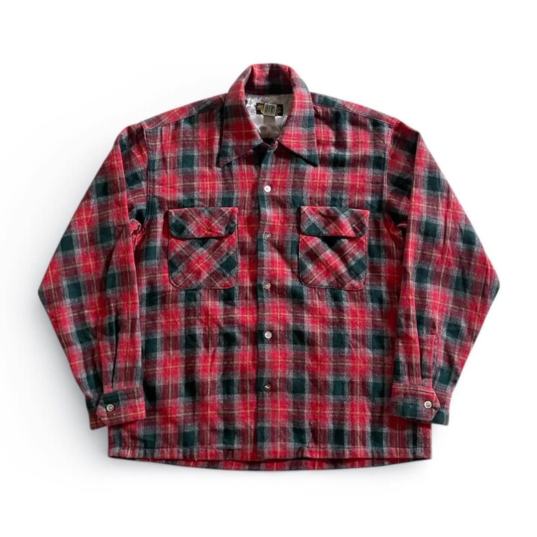 Sugar Cane Vintage Style Eyes Sugar Cane Open Collar Wool Plaid Shirt Size US M / EU 48-50 / 2 - 1 Thumbnail