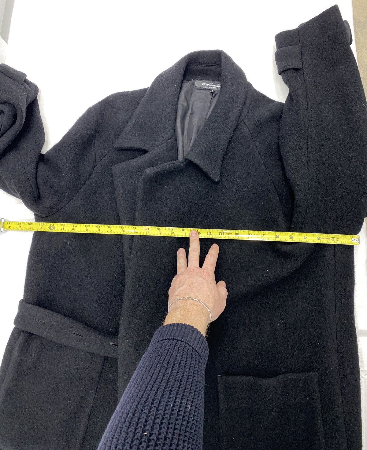 Kazuyuki Kumagai Attachment Kazuyuki Kumagai Milled Wool Belted Coat Size US L / EU 52-54 / 3 - 11 Thumbnail