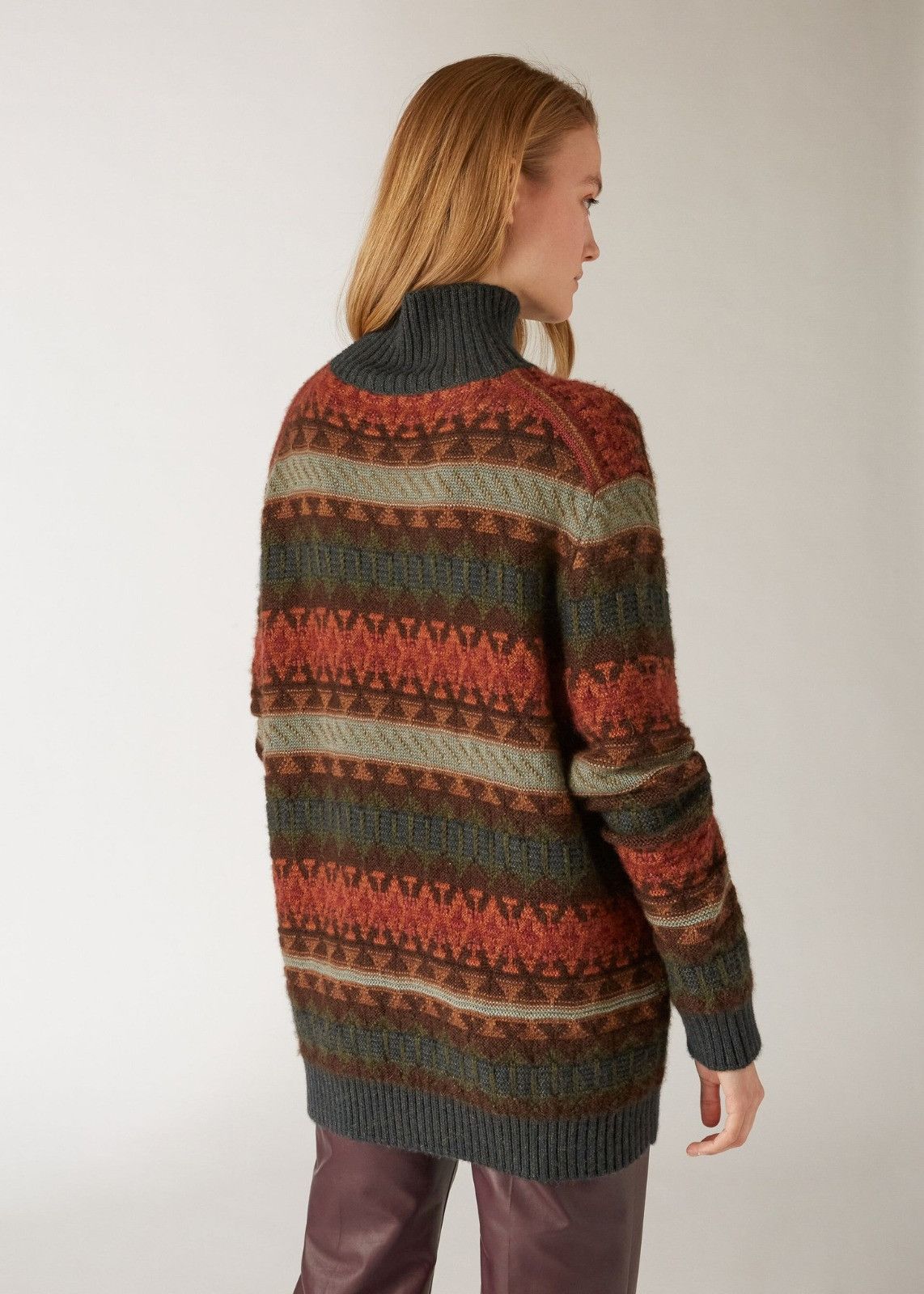 Loro Piana o1srvl11e0125 Cashmere Jacquard Turtleneck Sweater Size M / US 6-8 / IT 42-44 - 4 Thumbnail
