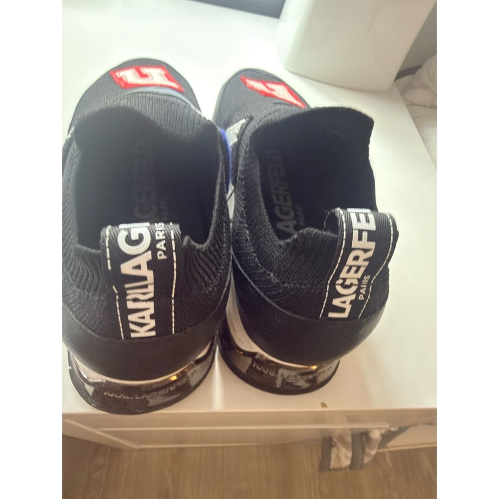 Karl Lagerfeld Karl Lagerfeld Black Slip-On Sneakers with Red, Blue Size US 8.5 / IT 38.5 - 5 Thumbnail