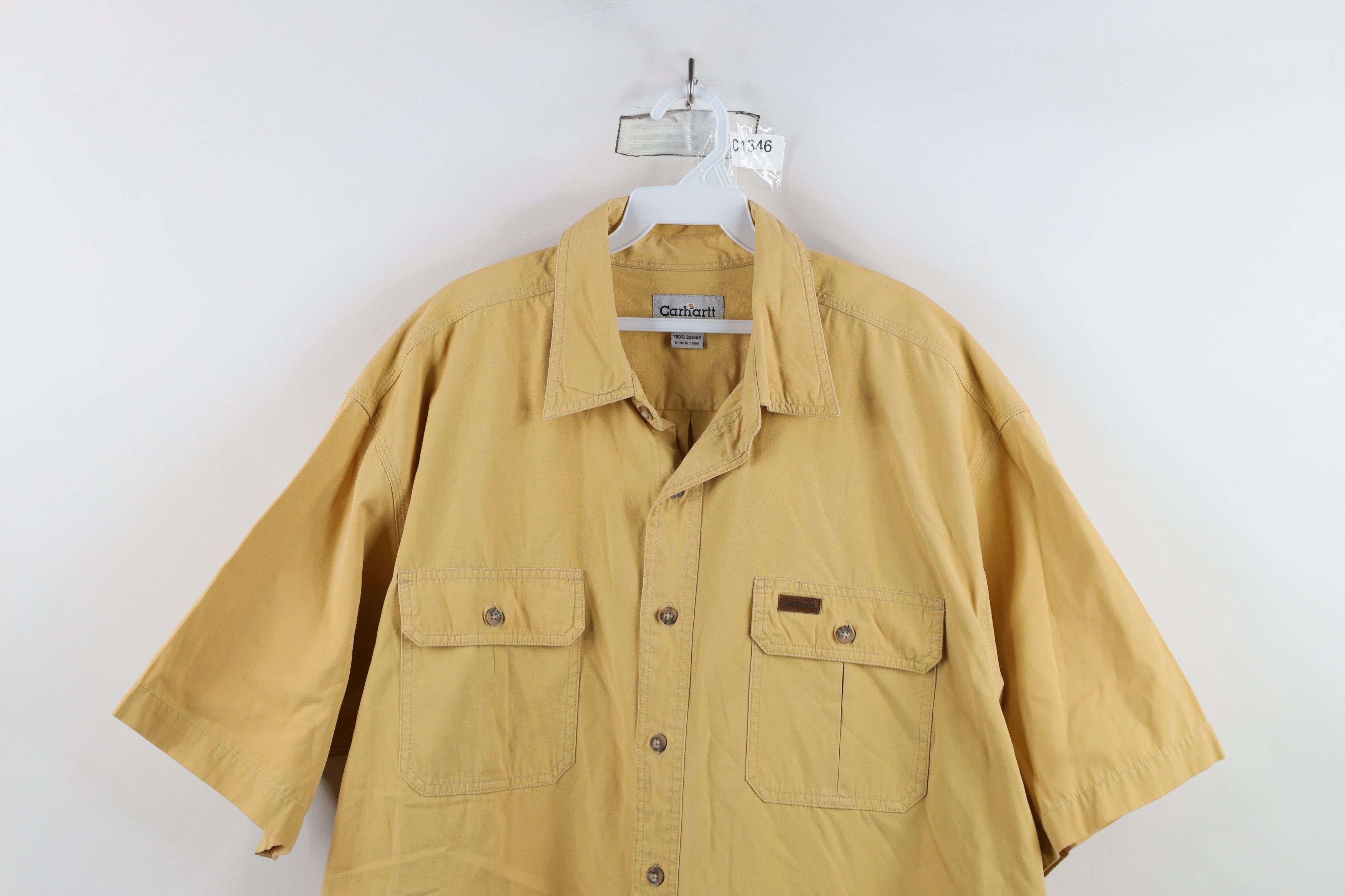 Carhartt × Vintage Vintage Carhartt Heavyweight Short Sleeve Collared Shirt Size US XL / EU 56 / 4 - 2 Thumbnail
